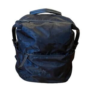 Tommy Bahama Camo Nylon Backpack Black Leather Straps Laptop Diaper Bag
